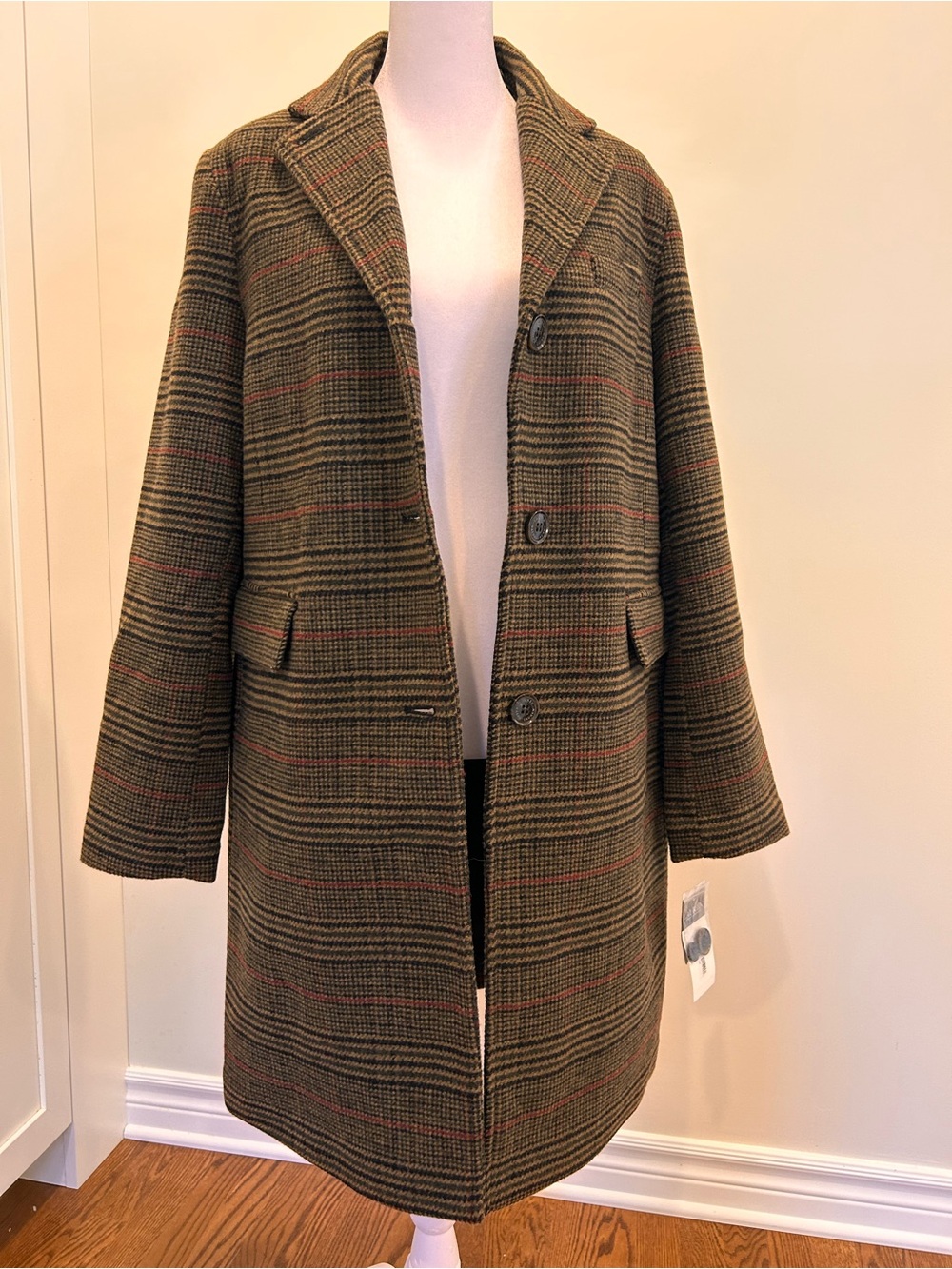 Ralph Lauren Plaid Wool Blend Coat